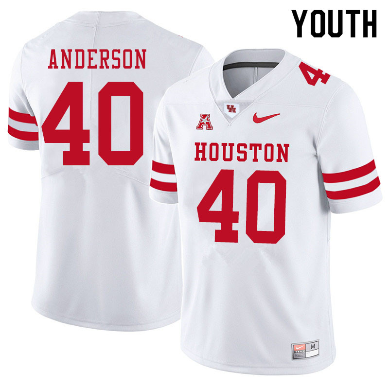 Youth #40 Brody Anderson Houston Cougars College Football Jerseys Sale-White - Click Image to Close